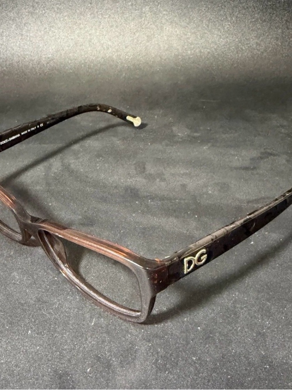 Dolce & Gabbana Brown Tortoise Square Frame Glasses with Gold Logo - Picture 9 of 11
